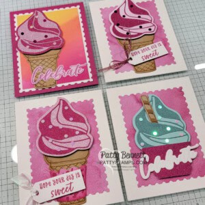 Ice Cream Swirl bundle cards by Patty Bennett with Soft Shimmer paper