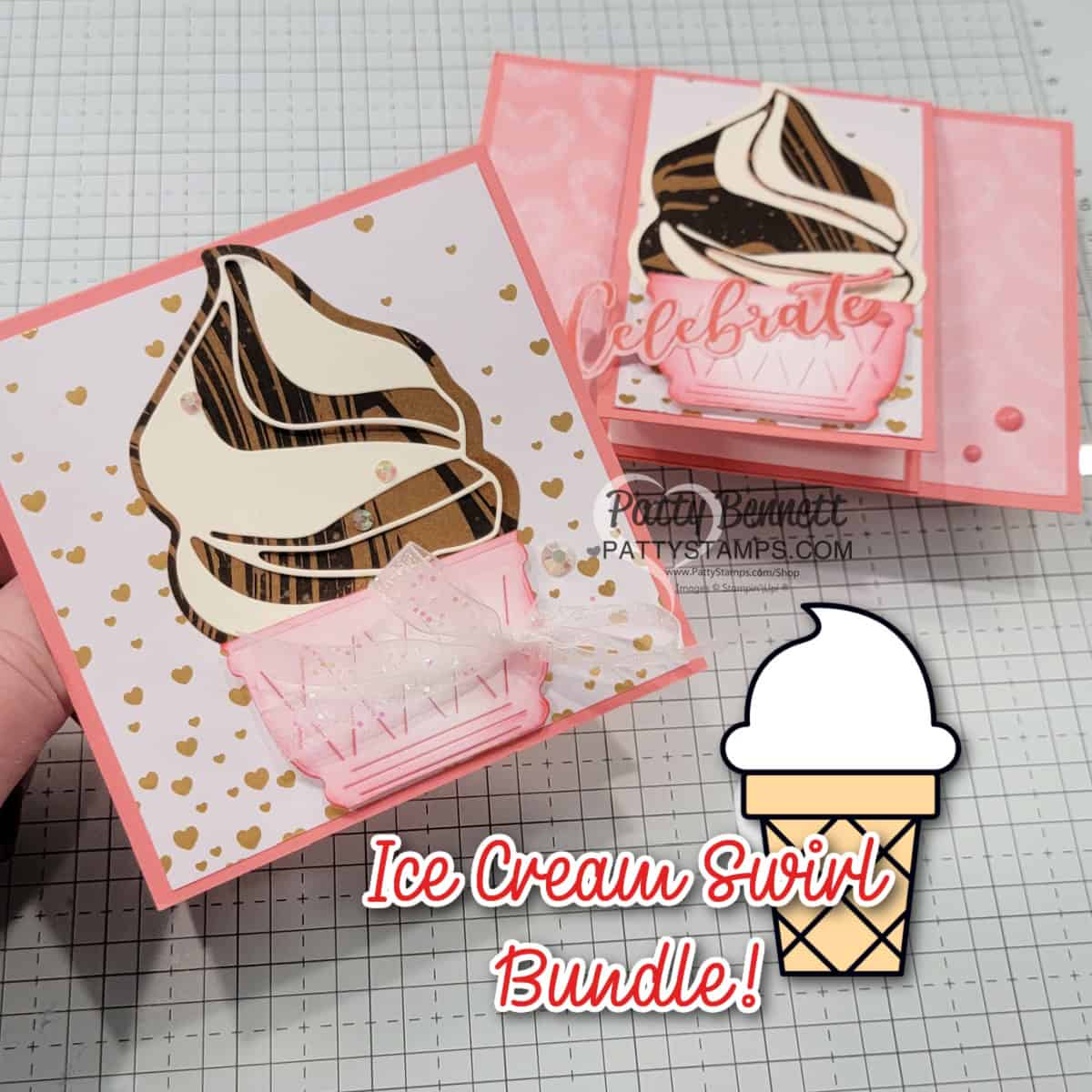 Stampin' Up! Ice Cream Swirl bundle chocolate & vanilla cards by Patty Bennett with A Little Latte