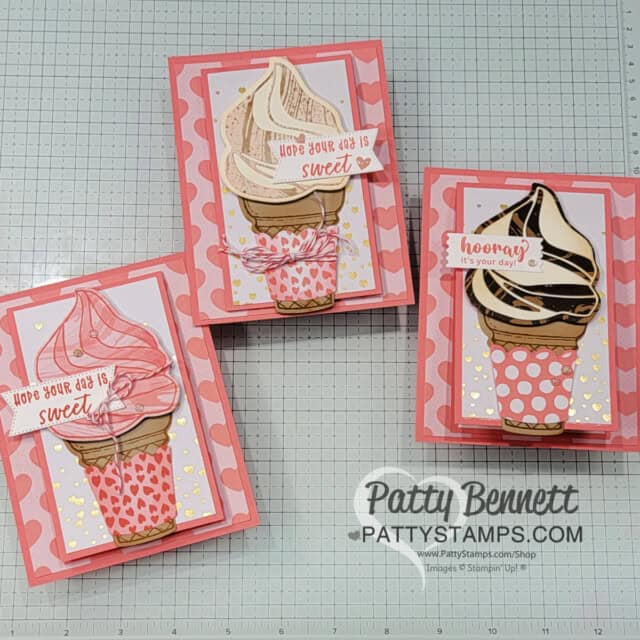 Ice Cream Swirl bundle by Stampin Up! - card ideas featuring Most Adored & A Little Latte designer paper by Patty Bennett
