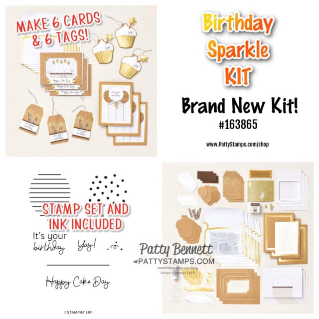 Stampin' UP! Birthday Sparkle card and tag kit #162865 www.PattyStamps.com/shop