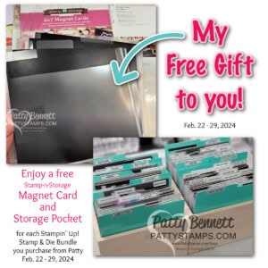 Stamp-n-Storage magnet card and pocket gift from Patty Bennett for Stampin' Up! dies.