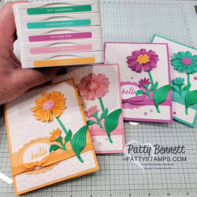5 new Stampin' Up! In Colors for 2024-2026 - cards by Patty Bennett featuring the Zinnia die cuts
