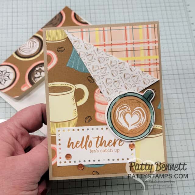 Easy Flap Fold Cards with Stampin' Up! A Little Latte designer paper by Patty Bennett