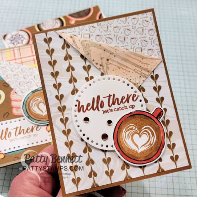 Easy Flap Fold Cards with Stampin' Up! A Little Latte designer paper by Patty Bennett