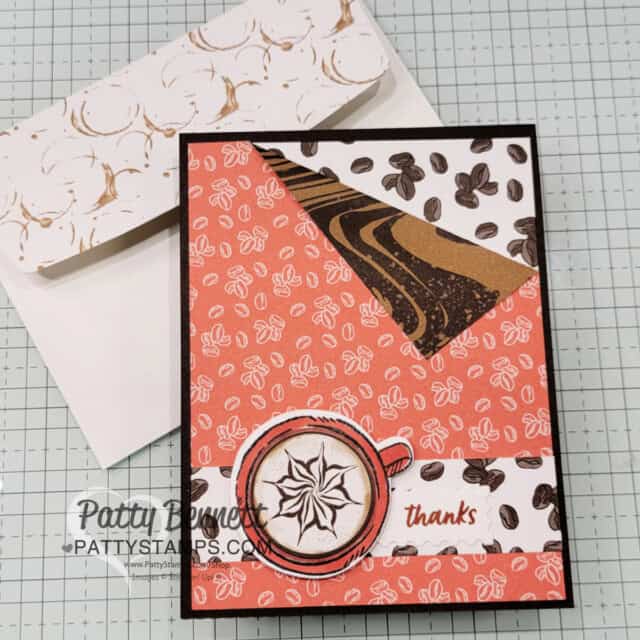 Easy Flap Fold Cards with Stampin' Up! A Little Latte designer paper by Patty Bennett