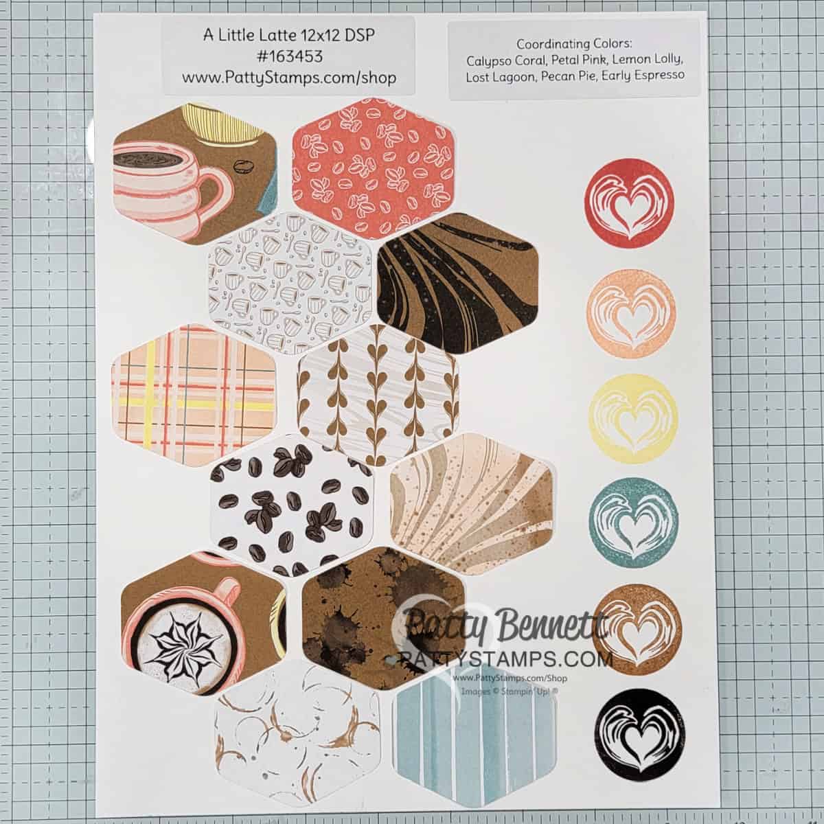 A little Latte Stampin UP! Designer paper and coordinating colors. #163453 www.PattyStamps.com/shop