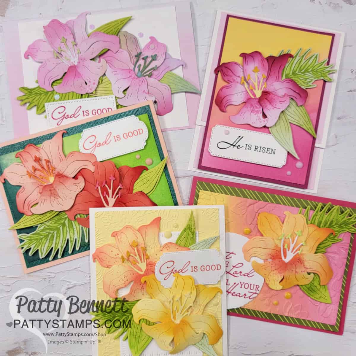 Stampin' Up! Easter Lilies cards with ink blending by Patty Bennett