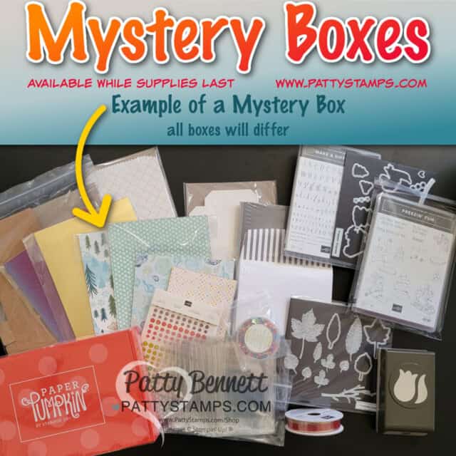 Crafty Destash Mystery Boxes - Stampin' Up! products from Patty Bennett while supplies last. March 2024