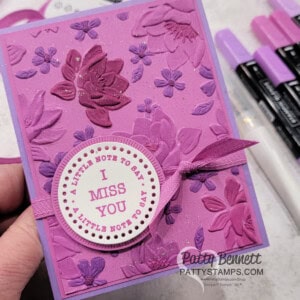 Coloring an embossed image with Stampin' Blends Markers. Layered Florals 3D folder. with Patty Bennett
