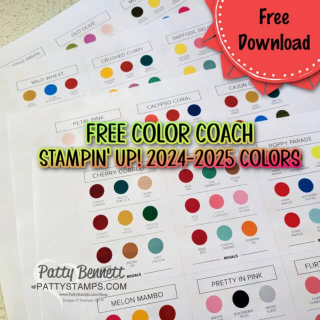Free download for Stampin Up! Color Coach - colors also listed in Rainbow order