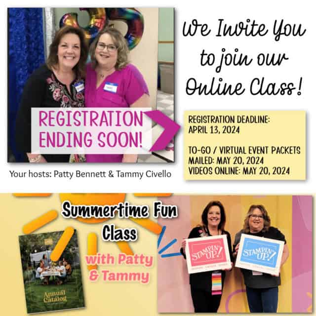 Summertime Fun Stampin' UP! class with Patty & Tammy featuring 2024 2025 Annual Catalog products and new In Colors!
