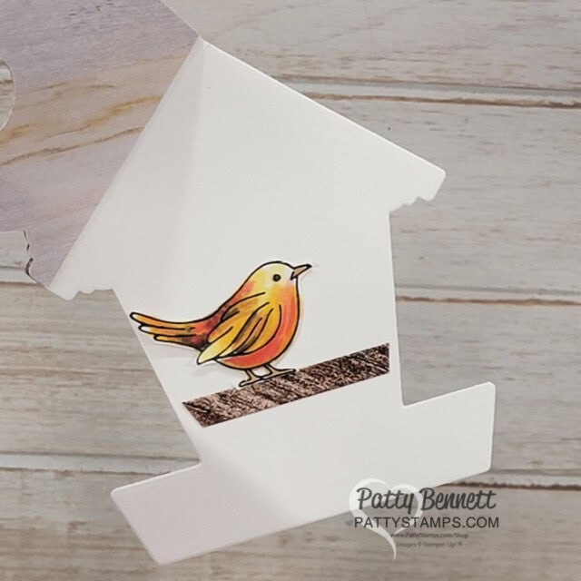 Inside: Country Birdhouse mini cards with Stampin Up! Country Flowers set colored with Stampin' Blends markers by Patty Bennett