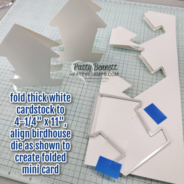 Tip for making: Country Birdhouse mini cards with Stampin Up! Country Flowers set colored with Stampin' Blends markers by Patty Bennett