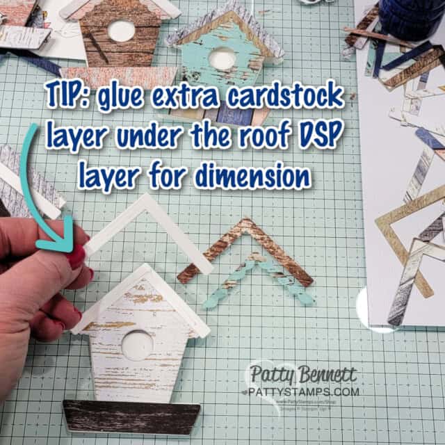 Tip for making: Country Birdhouse mini cards with Stampin Up! Country Flowers set colored with Stampin' Blends markers by Patty Bennett
