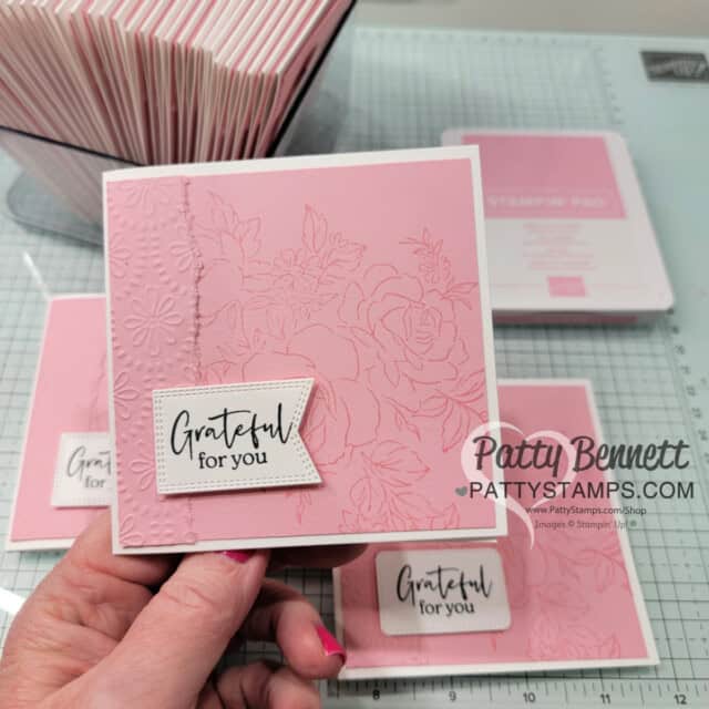 Layers of Beauty, quick, easy and simple Stampin' Up! 4x4 cards by Patty Bennett
