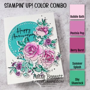 Color Combo for Stampin' Up! Layers of Beauty bundle anniversary card by Patty Bennett with Blending Brushes
