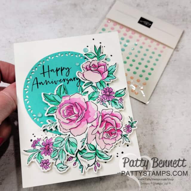 Stampin' Up! Layers of Beauty bundle anniversary card by Patty Bennett with Blending Brushes