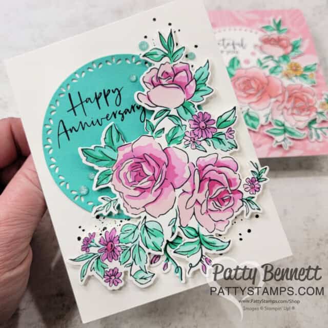 Stampin' Up! Layers of Beauty bundle anniversary card by Patty Bennett with Blending Brushes