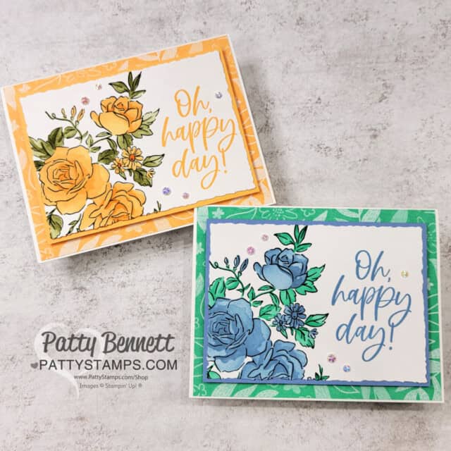 Layers of Beauty cards featuring Stampin' UP! Kindest Expressions sentiment. Ink Blending with masks. by Patty Bennett