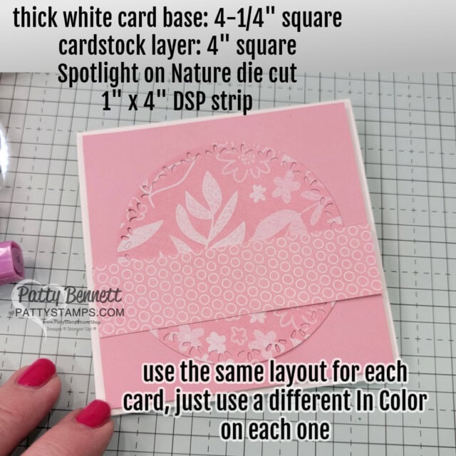 Dimensions and card layout for my Poised Peony cards.