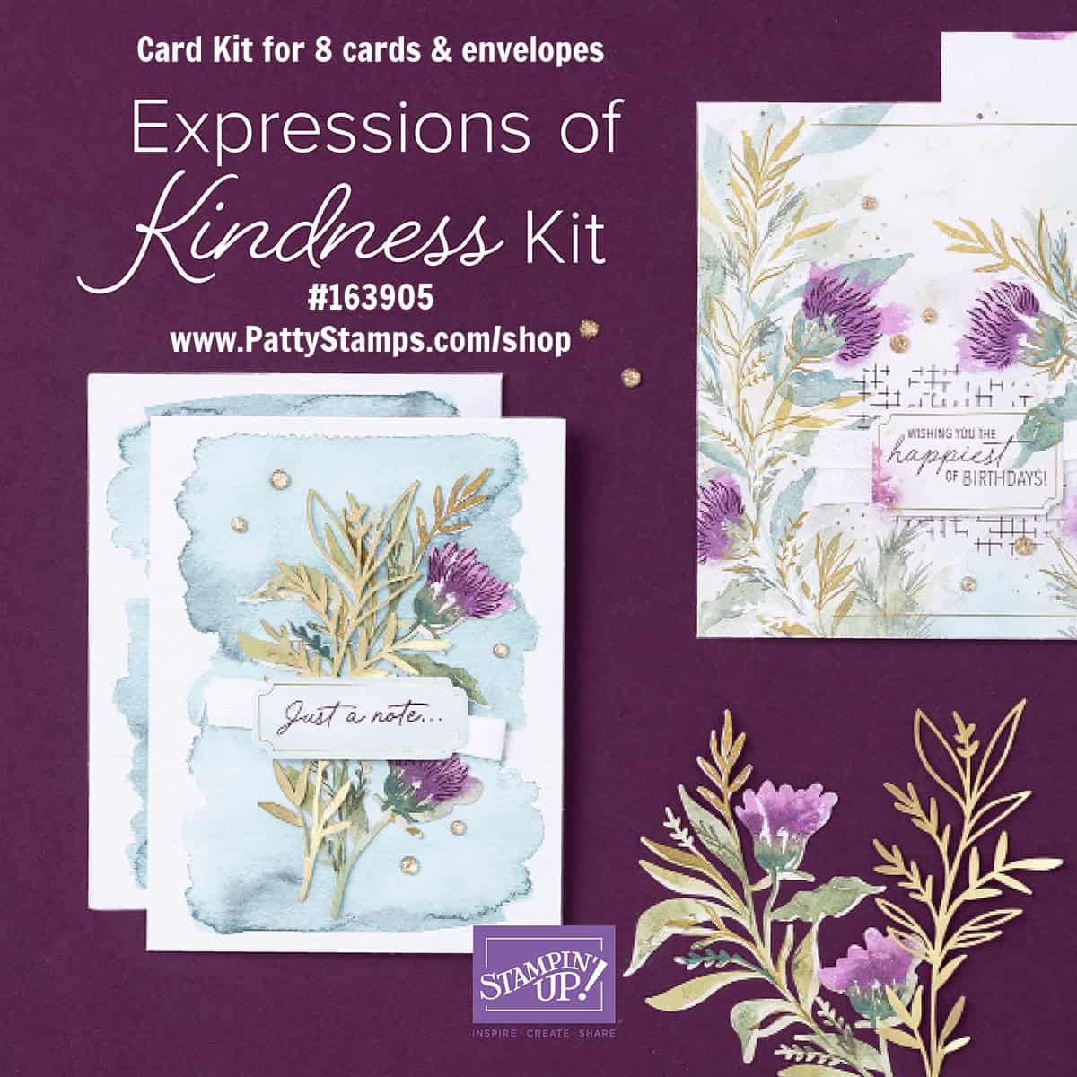 Expressions of Kindness floral card making kit from Stampin Up! 163905 pattystamps.com/shop