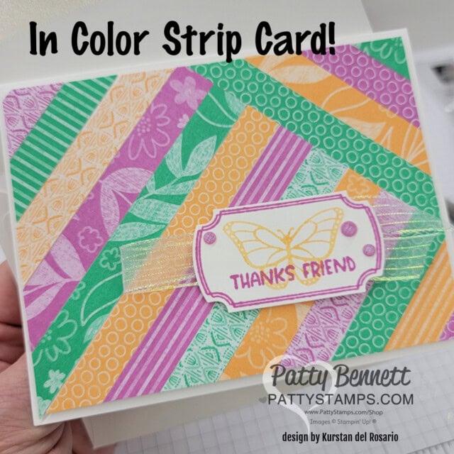 Using strips of In Color DSP make a quilt like card