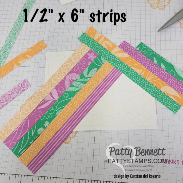 Using strips of In Color DSP make a quilt like card