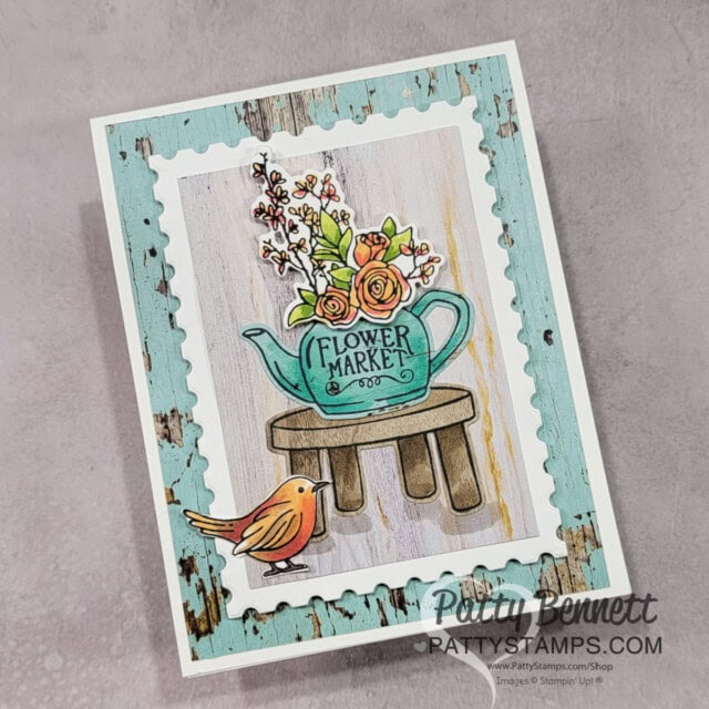 Stampin' UP! Country Woods DSP and Country Flowers stamp set colored with Stampin Blends markers - beautiful handmade cards by Patty Bennett