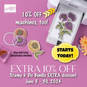 Stampin Up extra 10% off bundle sale June 5 to June 30, 2024