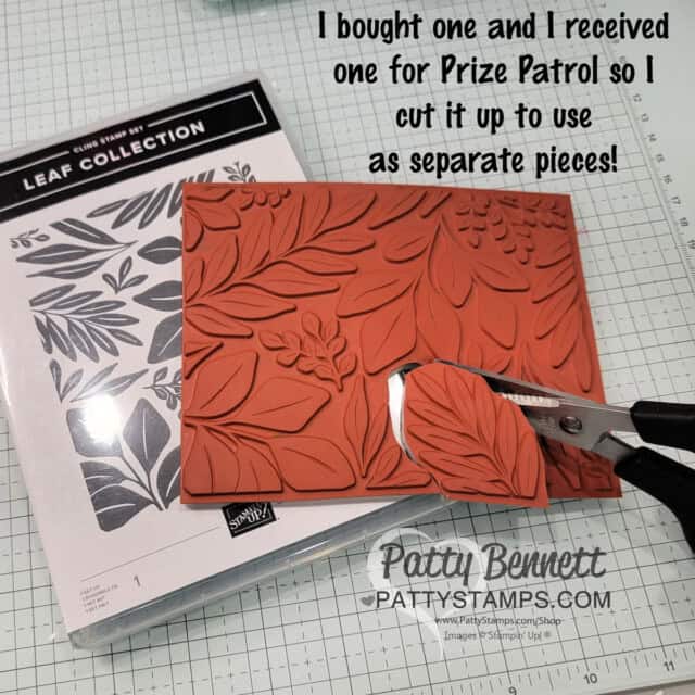 Cut apart Leaf Collection background stamp to use as separate stamps. Stampin' Up! Tip by Patty Bennett
