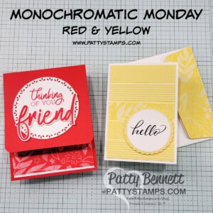 Monochromatic Monday red and yellow card ideas with STampin' Up! supplies, by Patty Bennett