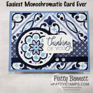 Monochromatic Monday Mediterranean Blooms blue card by Patty Bennett