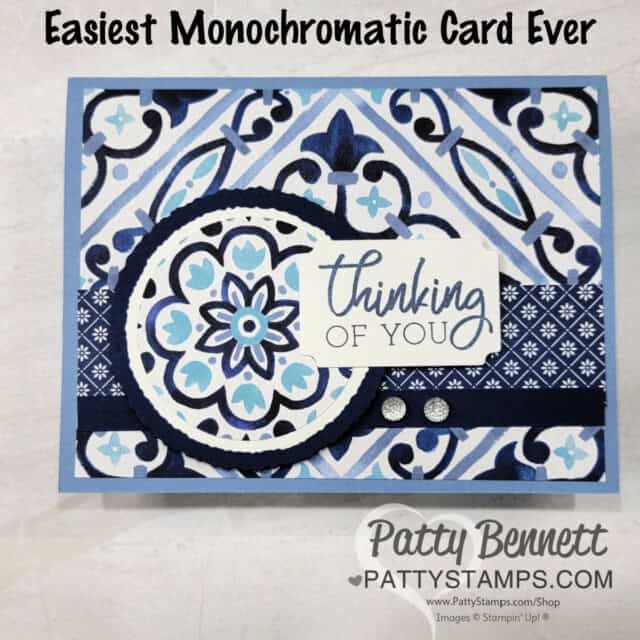 Monochromatic Monday Mediterranean Blooms blue card by Patty Bennett