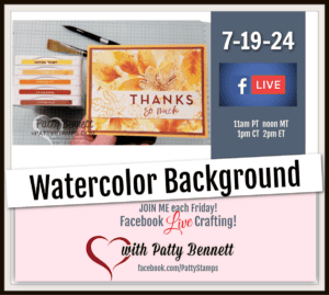 Use a watercolor wash to color the backgrounds of the embossed Changing Leaves cards, live video tutorial by Patty Bennett