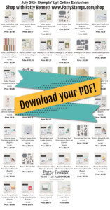 Stampin' Up Online Exclusive papercrafting products July 2024 for fall, Halloween and Christmas DIY projects and card making.