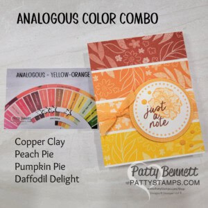 Color Theory with Analogous colors and Stampin' Up! patterned paper by Patty Bennett