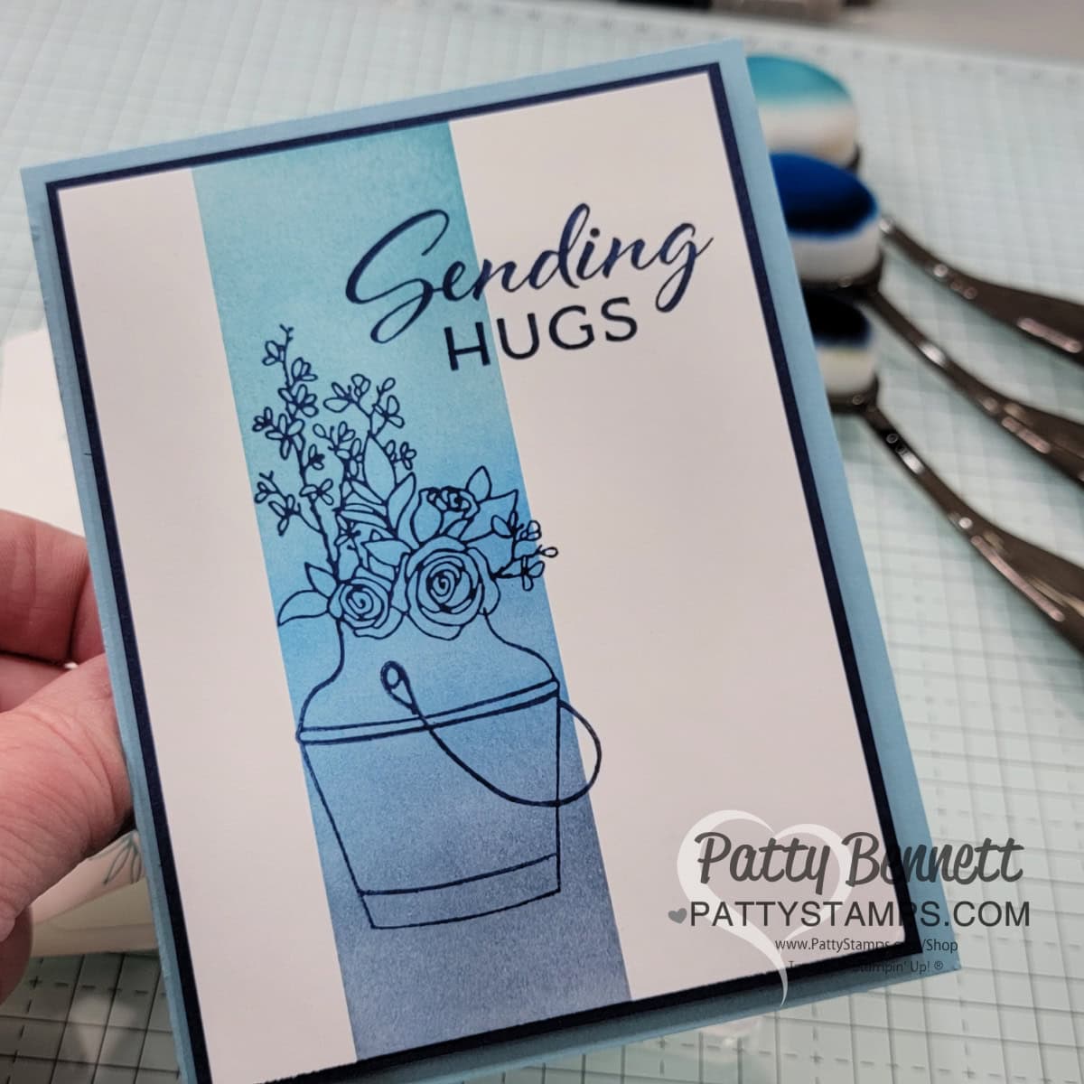 Country Flowers stamp set - simple card with Stampin' Up! blending brushes and ink.