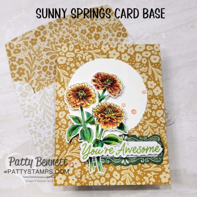 Stampin' Up! Simply Zinnia card colored with Stampin' Blends and colored pencils by Patty Bennett