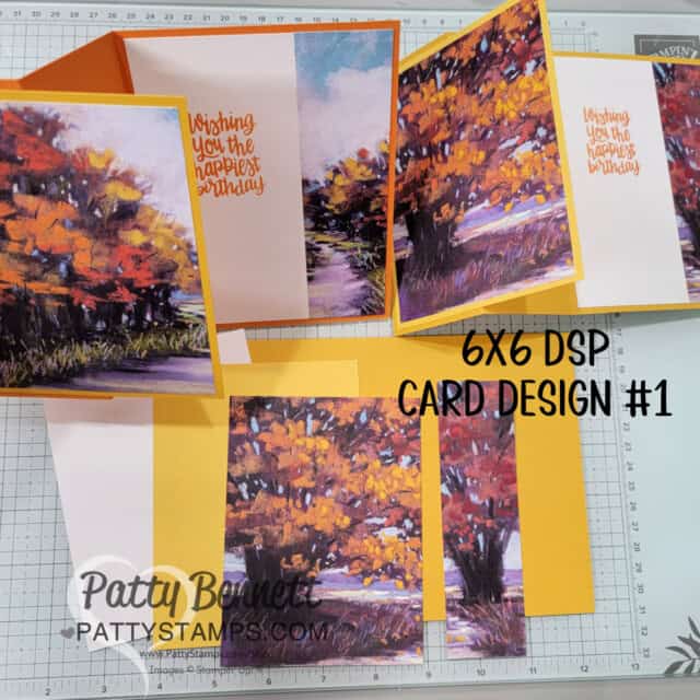 5 ways to use 6x6 paper to make card, featuring Stampin' Up! splendid autumn paper. tutorial by Patty Bennett