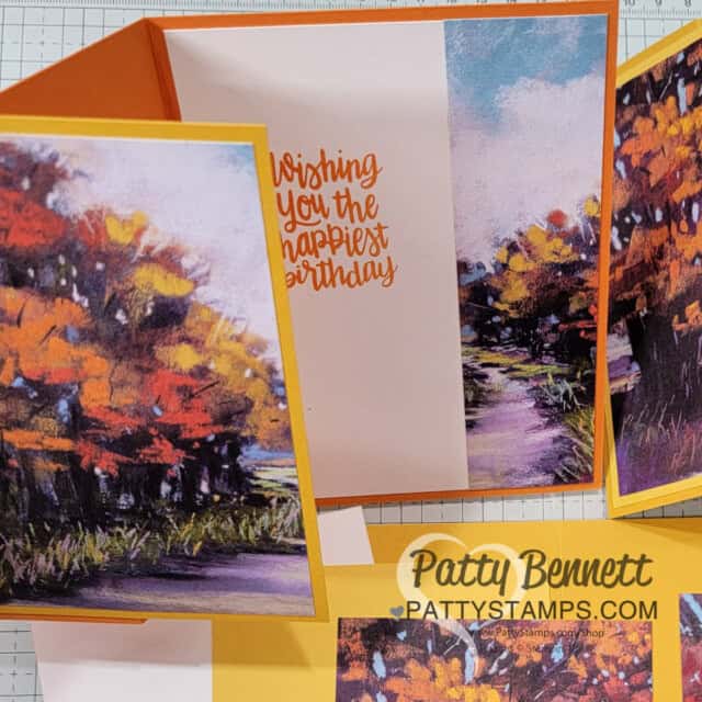 5 ways to use 6x6 paper to make card, featuring Stampin' Up! splendid autumn paper. tutorial by Patty Bennett