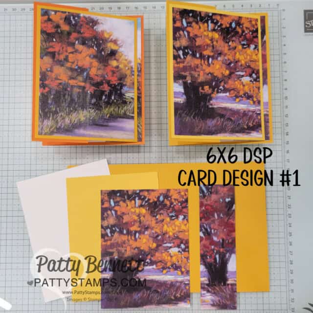 5 ways to use 6x6 paper to make card, featuring Stampin' Up! splendid autumn paper. tutorial by Patty Bennett