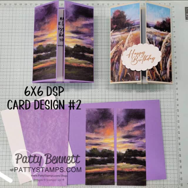 Design #2 5 ways to use 6x6 paper to make card, featuring Stampin' Up! splendid autumn paper. tutorial by Patty Bennett