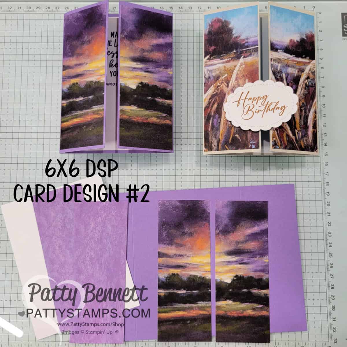 Design #2 5 ways to use 6x6 paper to make card, featuring Stampin' Up! splendid autumn paper. tutorial by Patty Bennett