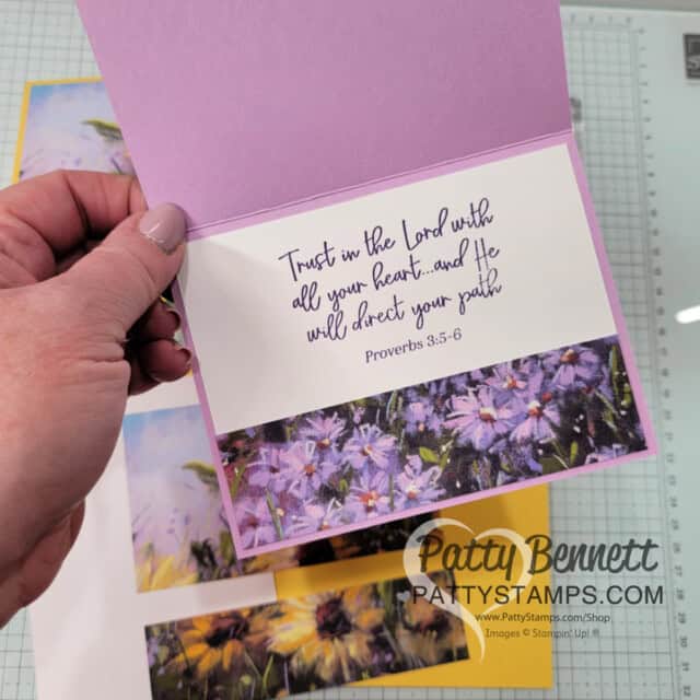 Design #3 5 ways to use 6x6 paper to make card, featuring Stampin' Up! splendid autumn paper. tutorial by Patty Bennett