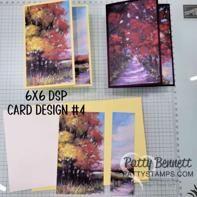 Design #4 5 ways to use 6x6 paper to make card, featuring Stampin' Up! splendid autumn paper. tutorial by Patty Bennett