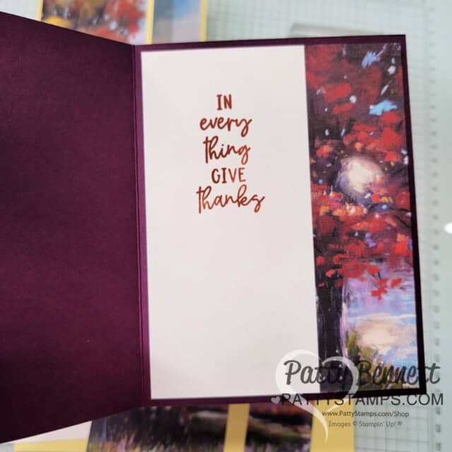 Design #4 5 ways to use 6x6 paper to make card, featuring Stampin' Up! splendid autumn paper. tutorial by Patty Bennett
