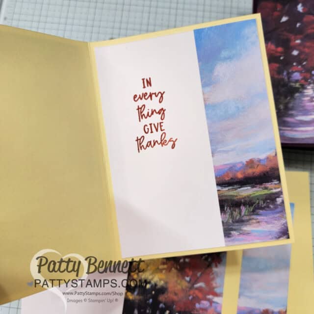 Design #4 5 ways to use 6x6 paper to make card, featuring Stampin' Up! splendid autumn paper. tutorial by Patty Bennett