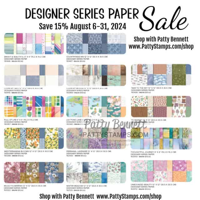 Annual Stampin' Up! designer series paper sale for patterned paper - great for crafting, card making and paper crafts.