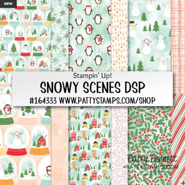Stampin' Up! Snowy Scenes designer paper for Christmas with Penguins 164333 www.PattyStamps.com/shop