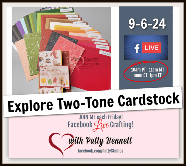 Stampin Up! two-tone paper cardstock live video ideas with Patty Bennett